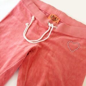 Juicy Couture Salmon Velour Pants with Rhinestone Heart_Small